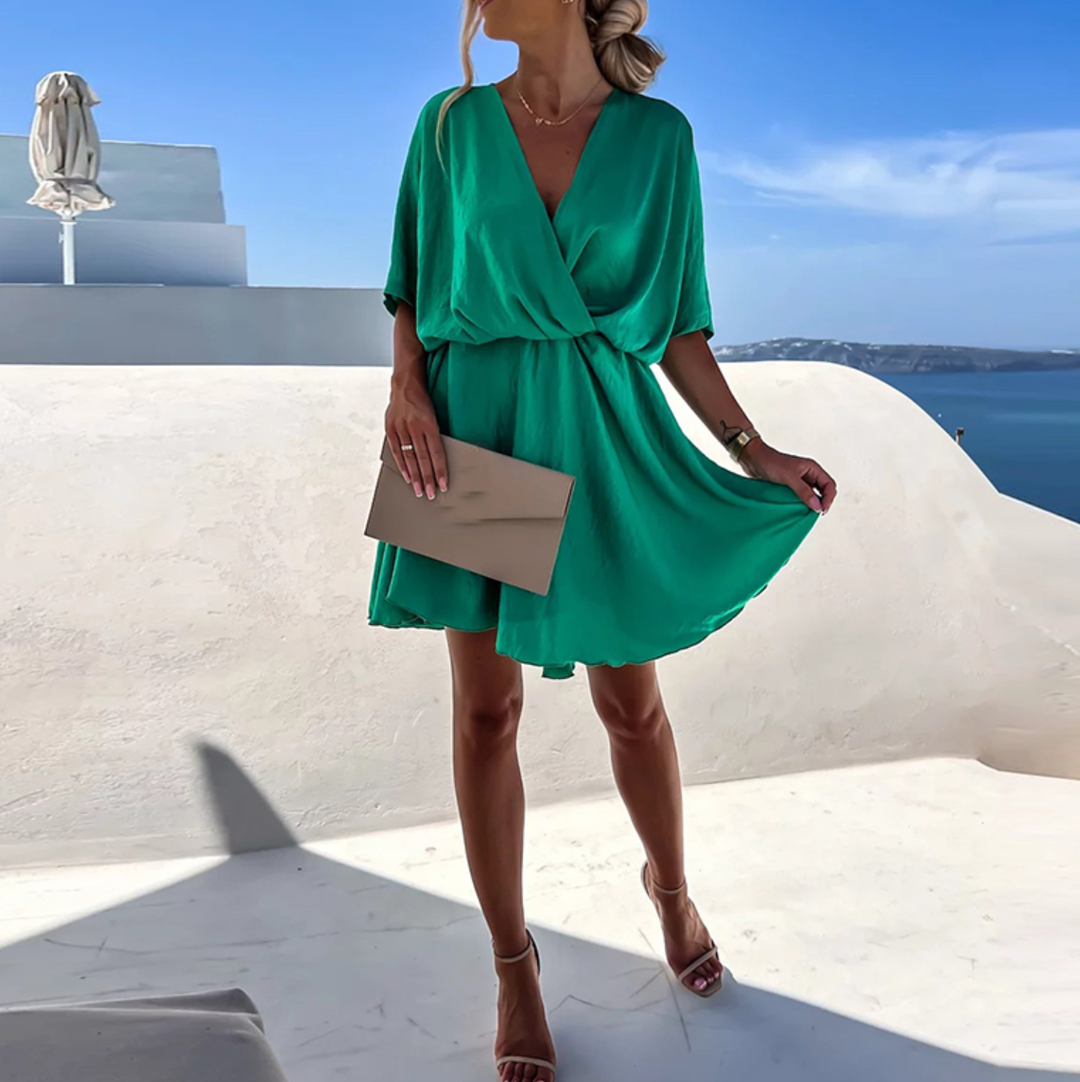 Eva | Elegant V-Neck Wrap Mini Dress