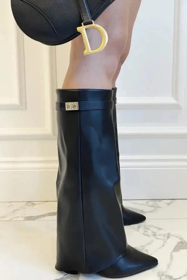 Victoria | Elegant Knee High Suede Boots With Block Heels