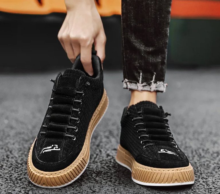 Naila | Textured Platform Sneakers With Gum Sole