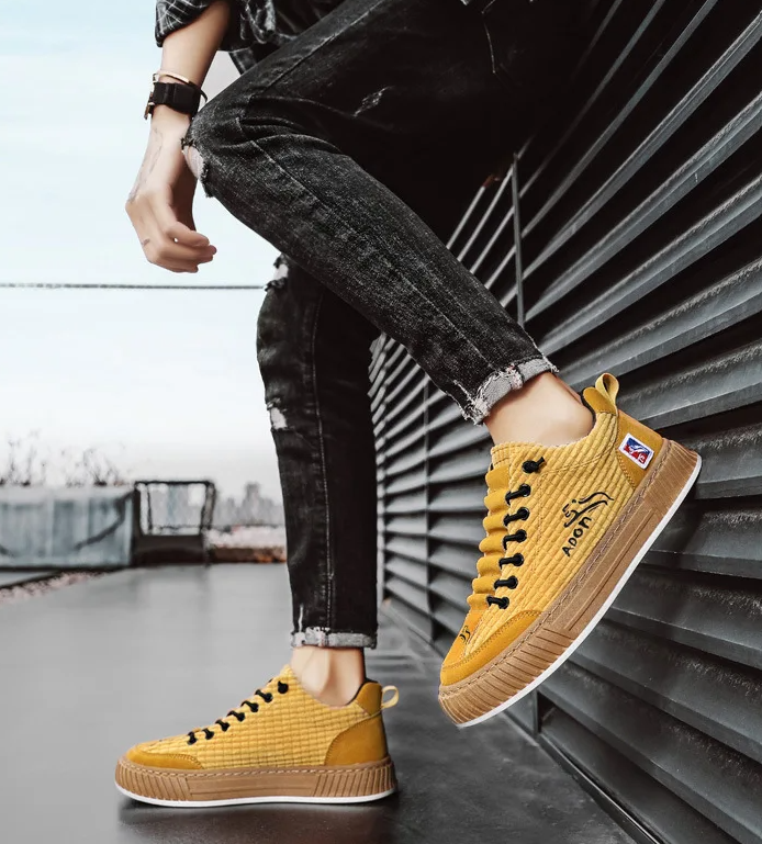 Naila | Textured Platform Sneakers With Gum Sole