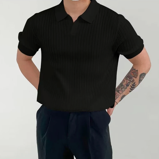 Pisa | Stylish Ribbed Cotton Polo Shirt Men - Short Sleeve