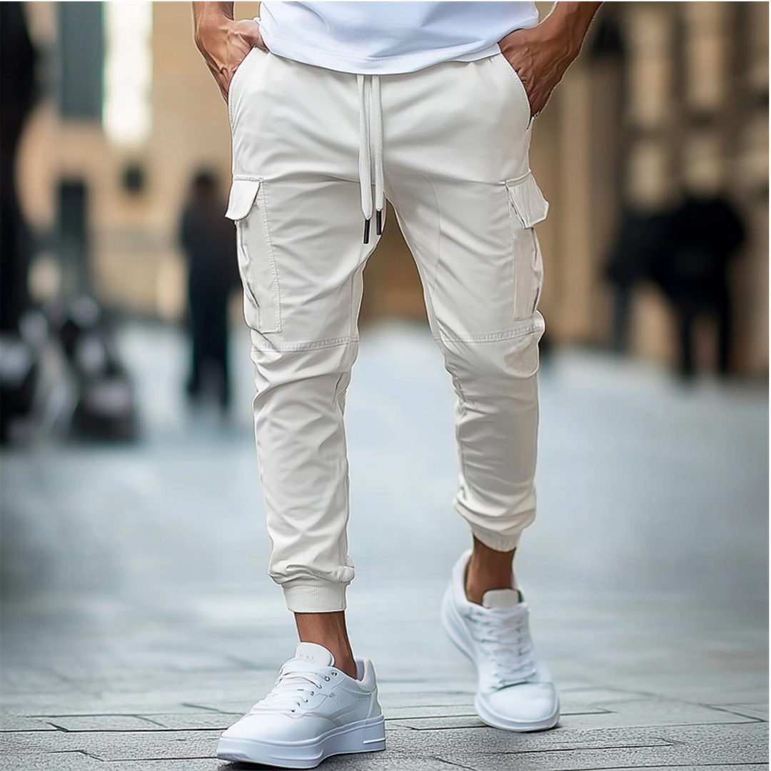 Lionel | Stylish Men's Olive Green Cargo Jogger Pants With Drawstring
