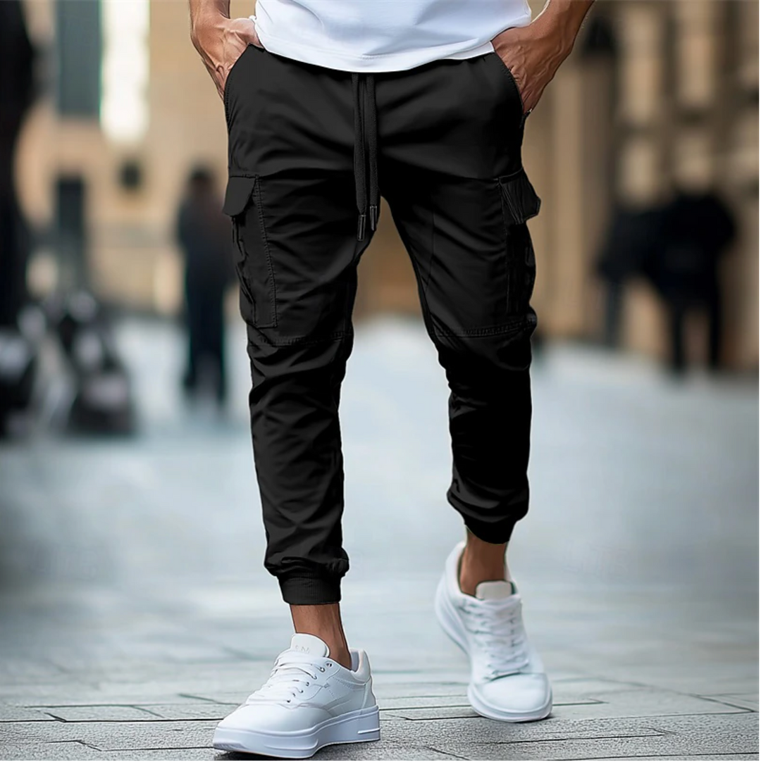 Lionel | Stylish Men's Olive Green Cargo Jogger Pants With Drawstring