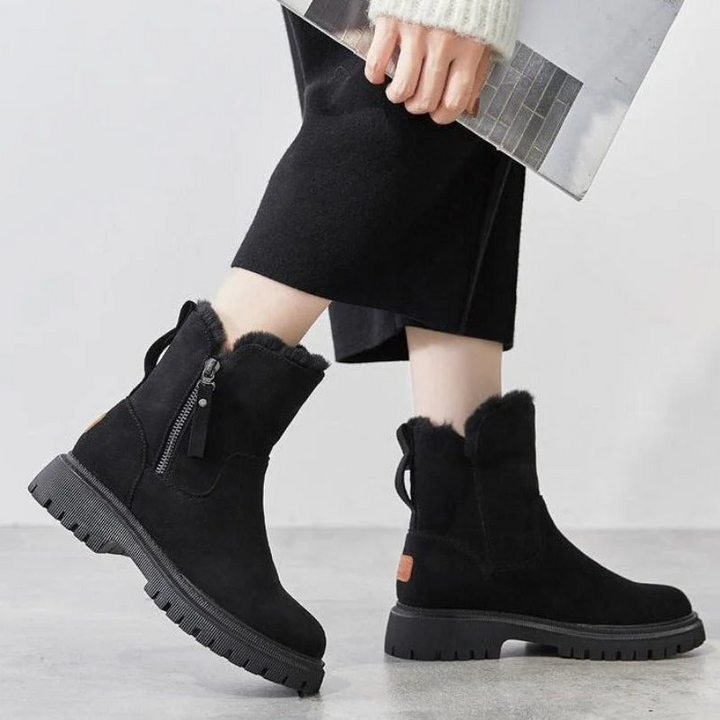 Elaina | Chic Fur-Lined Winter Ankle Boots With Chunky Sole