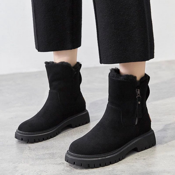 Elaina | Chic Fur-Lined Winter Ankle Boots With Chunky Sole