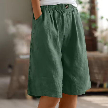 Frances | Effortless High-Waisted Cotton Bermuda Shorts