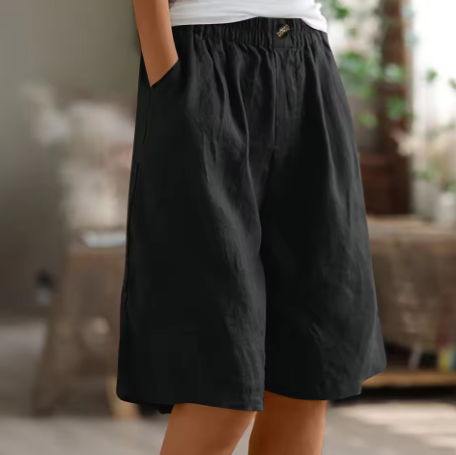Frances | Effortless High-Waisted Cotton Bermuda Shorts