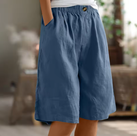 Frances | Effortless High-Waisted Cotton Bermuda Shorts