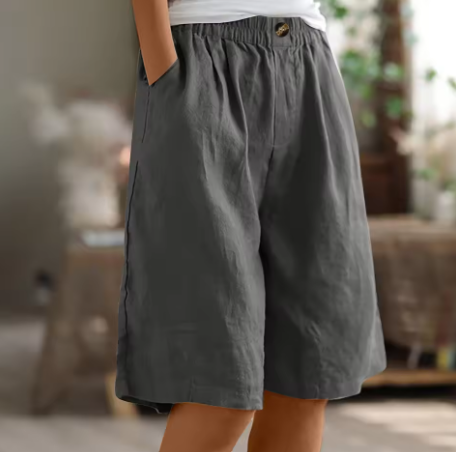Frances | Effortless High-Waisted Cotton Bermuda Shorts