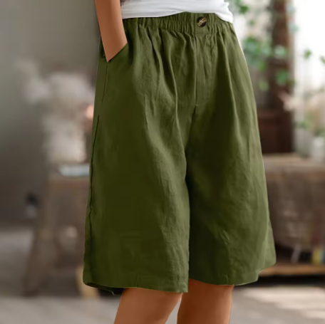 Frances | Effortless High-Waisted Cotton Bermuda Shorts
