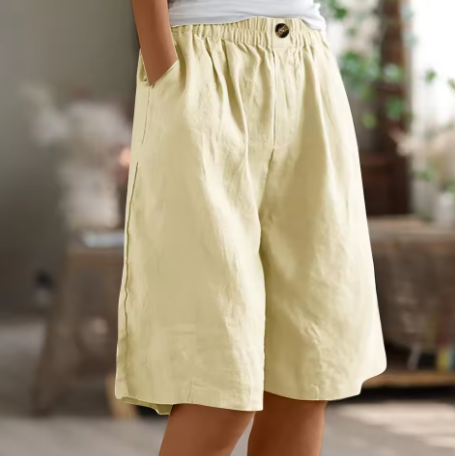 Frances | Effortless High-Waisted Cotton Bermuda Shorts