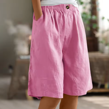 Frances | Effortless High-Waisted Cotton Bermuda Shorts