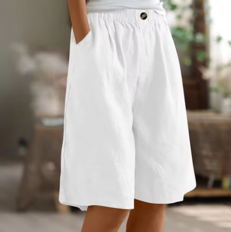 Frances | Effortless High-Waisted Cotton Bermuda Shorts