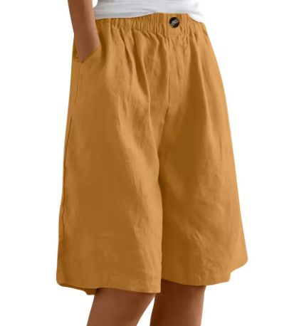 Frances | Effortless High-Waisted Cotton Bermuda Shorts