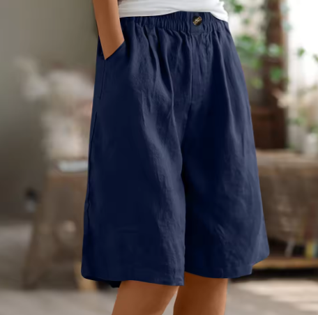 Frances | Effortless High-Waisted Cotton Bermuda Shorts