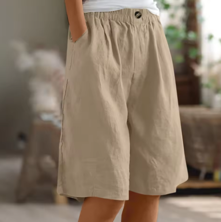 Frances | Effortless High-Waisted Cotton Bermuda Shorts