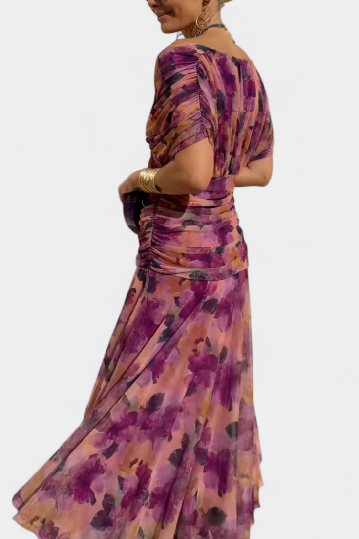 Ophelia | Elegant Off-Shoulder Ruched Midi Dress