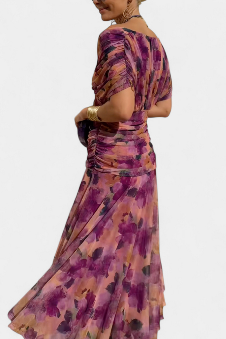 Ophelia | Elegant Off-Shoulder Ruched Midi Dress