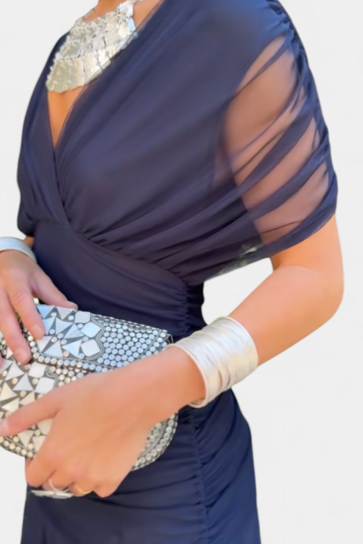 Ophelia | Elegant Off-Shoulder Ruched Midi Dress