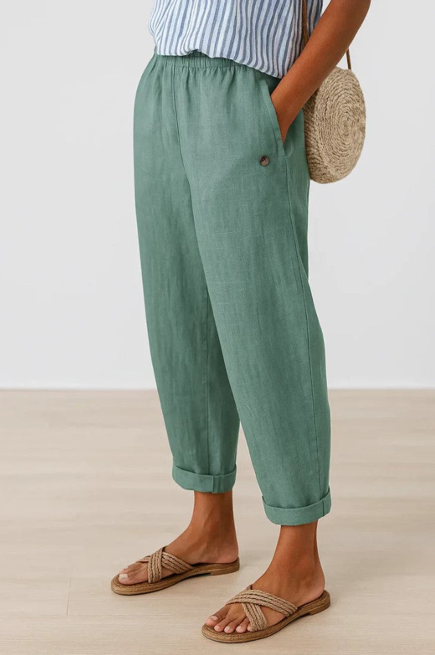 Romina | Effortless Relaxed Fit Linen-Cotton Trousers