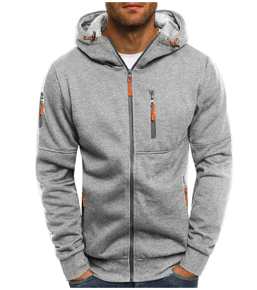 Cora | Stylish Men's Black Zip-Up Fleece Hoodie With Neon Accents