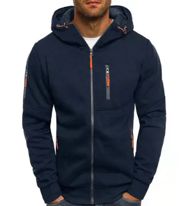Cora | Stylish Men's Black Zip-Up Fleece Hoodie With Neon Accents