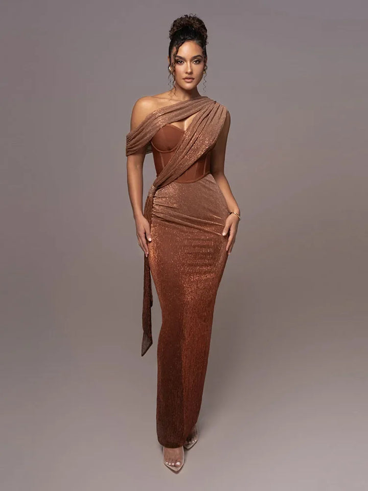 Kaia | Elegant One Shoulder Sequin Maxi Dress