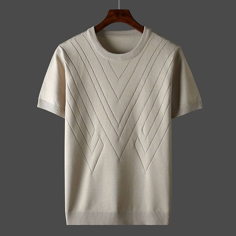 Julian | Luxury Green Cashmere Short Sleeve Knit Sweater Men