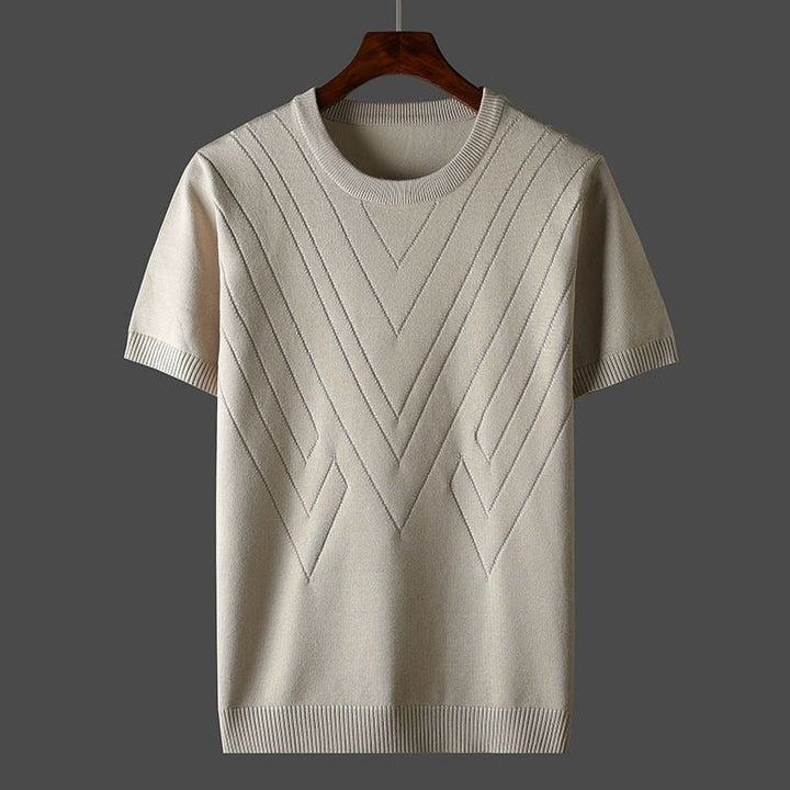 Julian | Luxury Green Cashmere Short Sleeve Knit Sweater Men