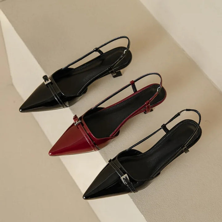 Eloise | Chic Pointed Toe Slingback Kitten Heel Pumps