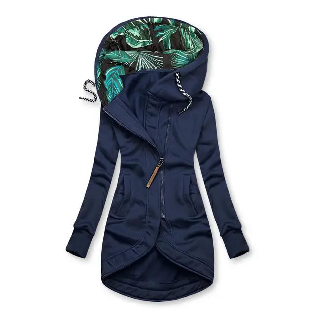 Rosie | Stylish Hooded Winter Jacket With Tropical Print Lining
