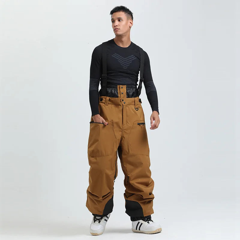 Phoebe | Stylish Unisex Beige Ski Bib Pants With Suspenders