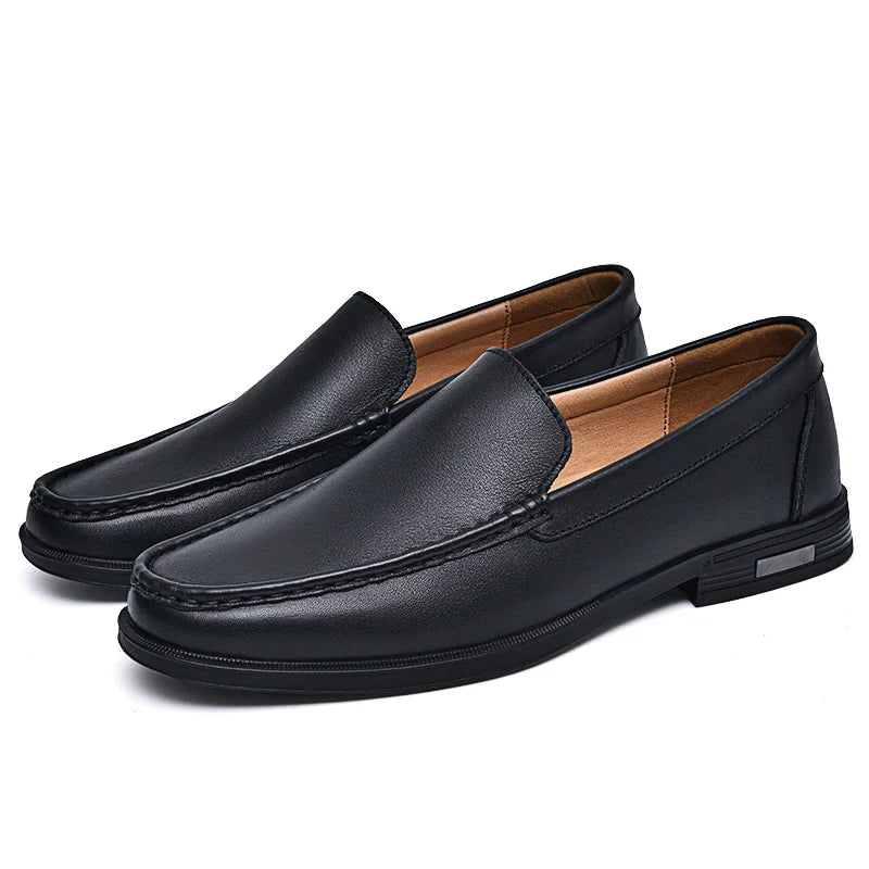 Margot | Elegant Black Genuine Leather Slip-On Loafers