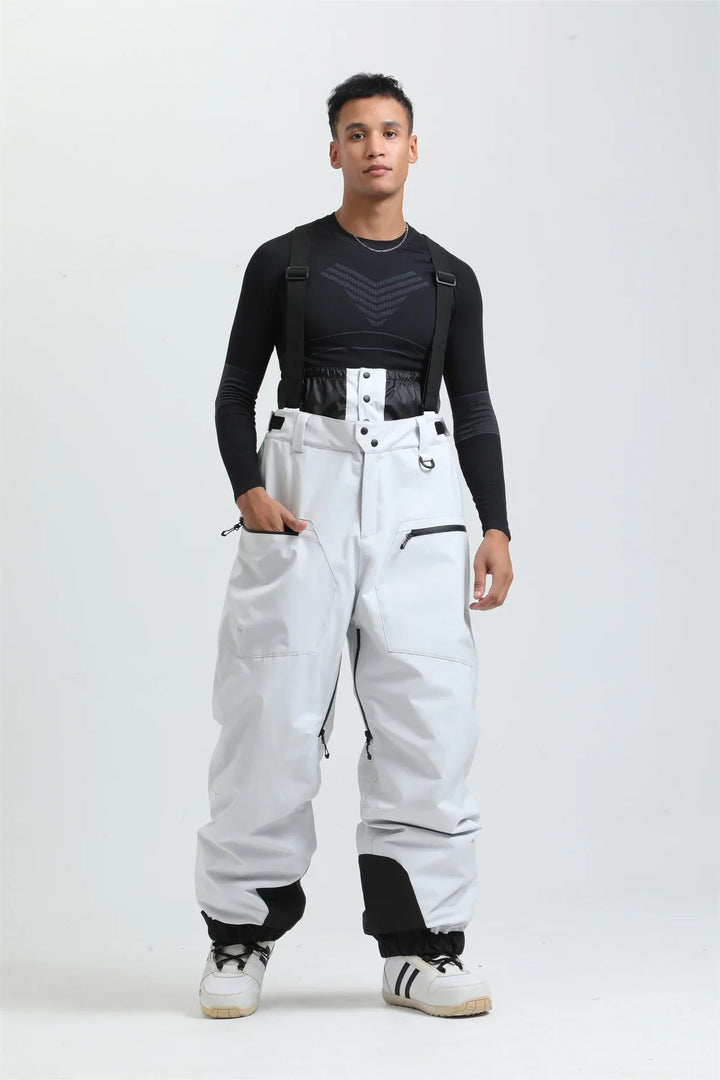 Phoebe | Stylish Unisex Beige Ski Bib Pants With Suspenders