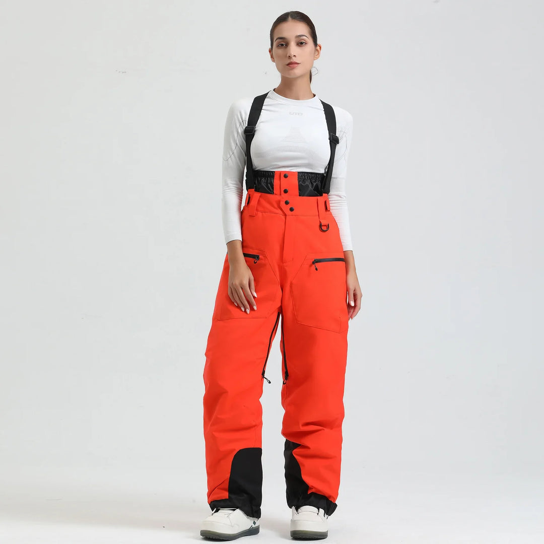 Phoebe | Stylish Unisex Beige Ski Bib Pants With Suspenders