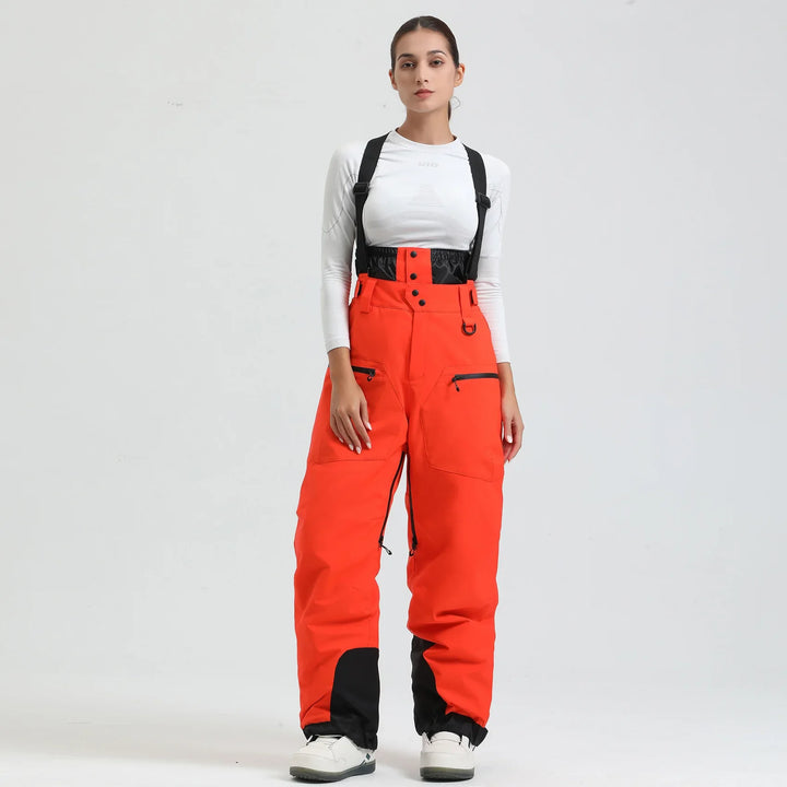 Phoebe | Stylish Unisex Beige Ski Bib Pants With Suspenders