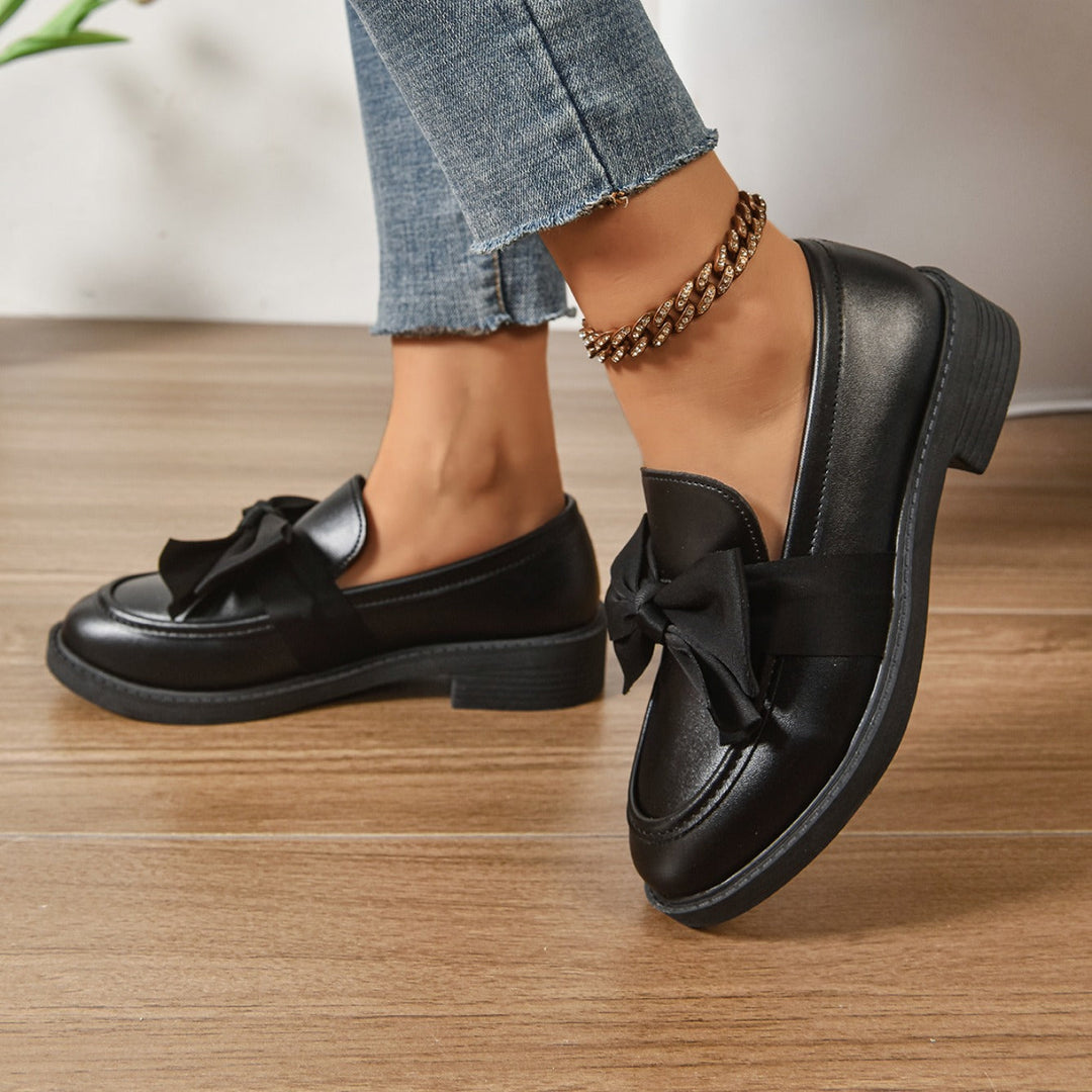 Tessa | Elegant Patent Leather Bow Loafers With Platform Sole