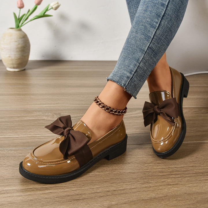 Harlow | Elegant Patent Leather Bow Loafers With Platform Sole