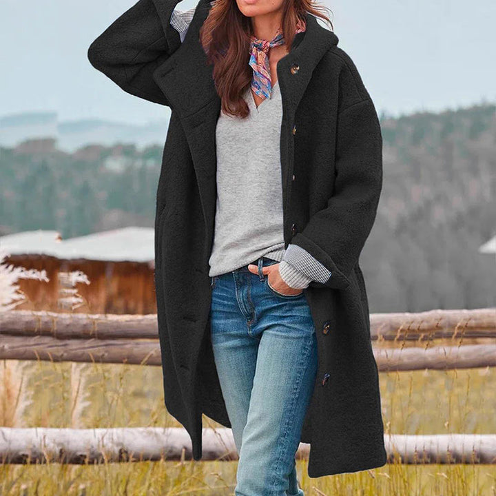 Juniper | Elegant Long Hooded Winter Coat With Button Front