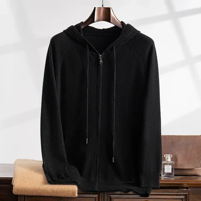 Cordelia | Chic Cashmere Zip-Up Hooded Cardigan