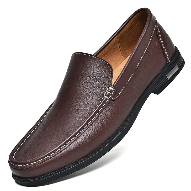 Margot | Elegant Black Genuine Leather Slip-On Loafers
