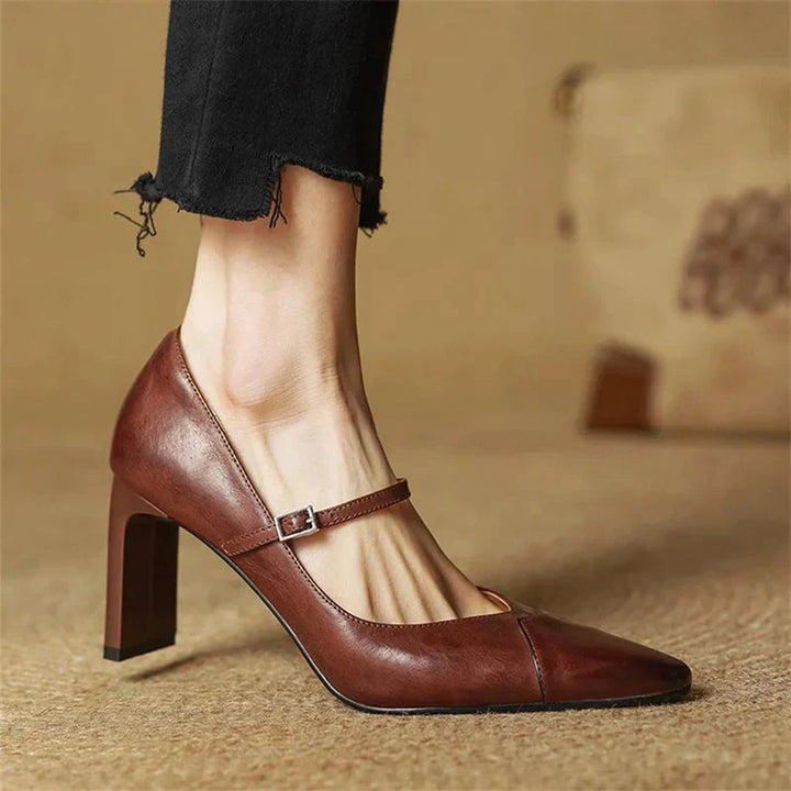 Evie | Genuine Leather Heels with Strap