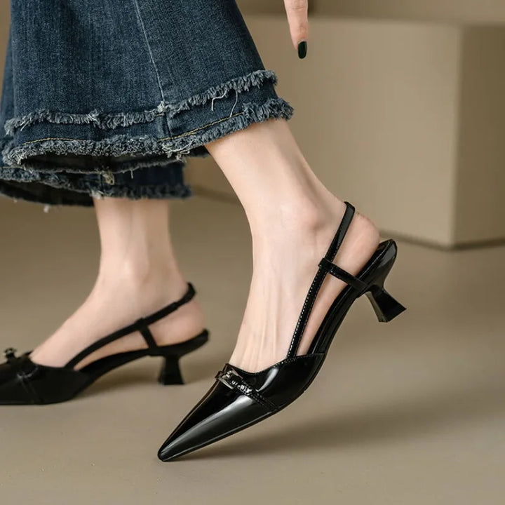 Eloise | Chic Pointed Toe Slingback Kitten Heel Pumps