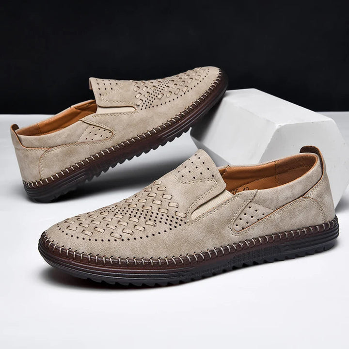 Elyse | Stylish Perforated Leather Slip-On Loafers For Men