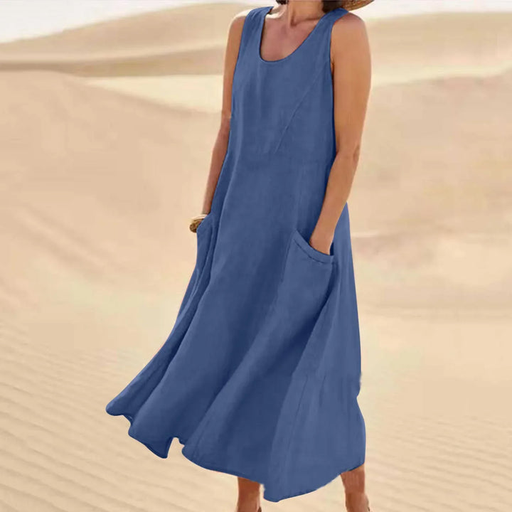 Rosalind | Elegant Sleeveless A-Line Linen Maxi Dress