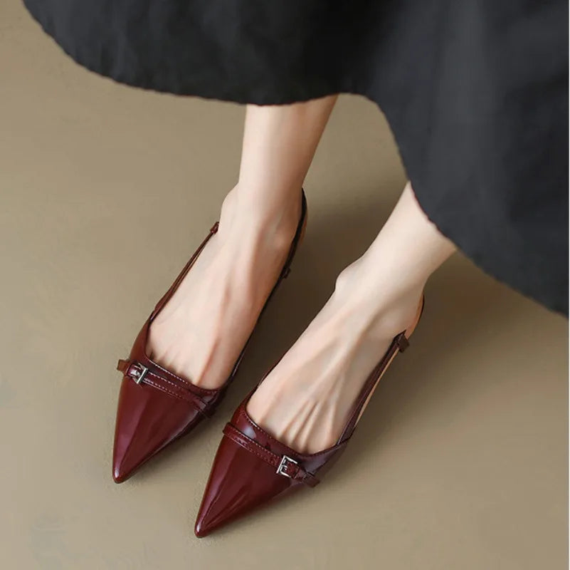 Tessa | Chic Pointed Toe Slingback Kitten Heels