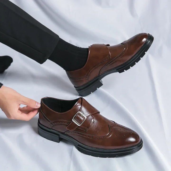 Sterling | Elegant Brown Leather Monk Strap Dress Shoes