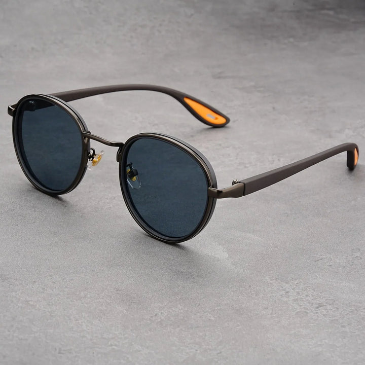 Carson | Sleek Round Retro Sunglasses With Gold Frame