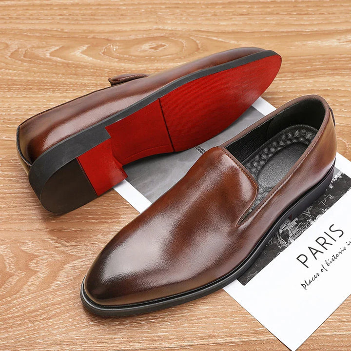 Eleanore | Sleek Black Leather Slip-On Loafers For Men
