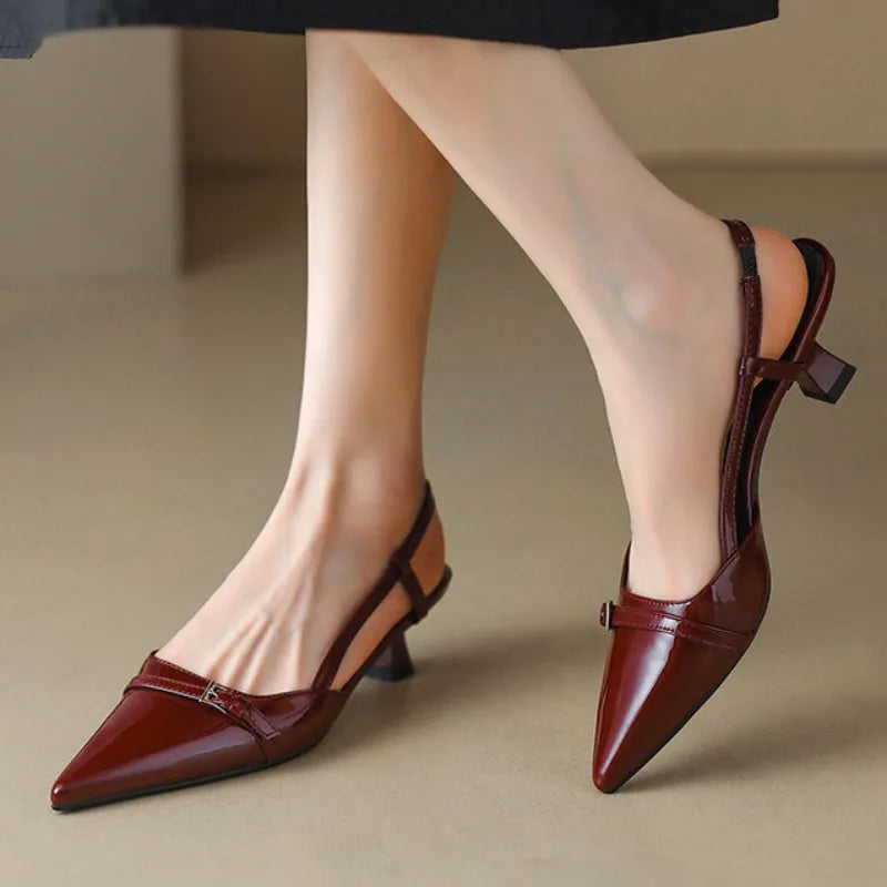 Eloise | Chic Pointed Toe Slingback Kitten Heel Pumps